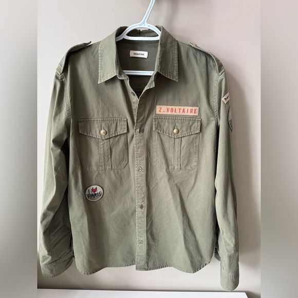 Zadig & Voltaire Khaki Patch Shirt, Size Small - Picture 1 of 4